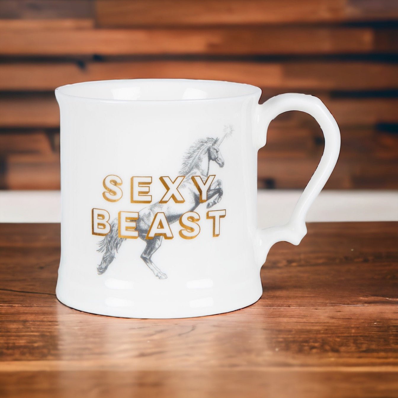 Sexy Beast Fine Bone China Mug, Gilded in Real 18ct Gold, 400ml Large Size - Cheeky Mare
