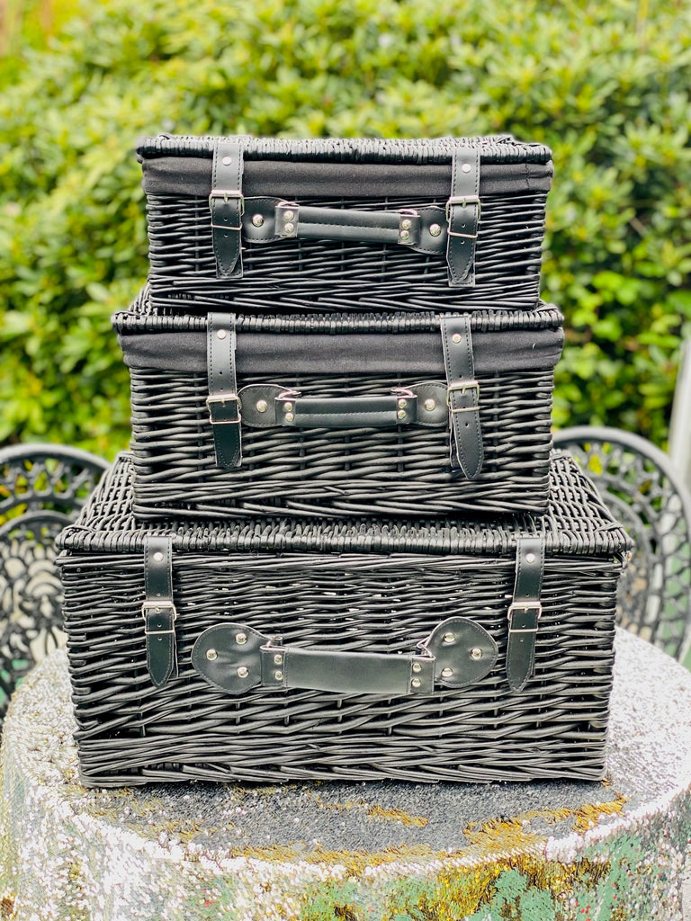 Black Wicker Hamper, With Cotton Liner - Cheeky Mare