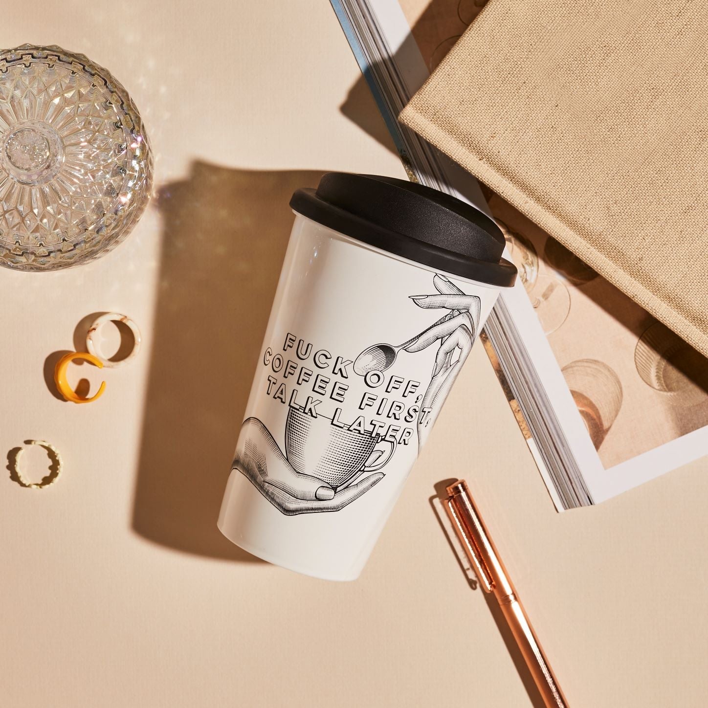 F***k Off, Coffee First, Talk Later Reusable Travel Cup - Cheeky Mare