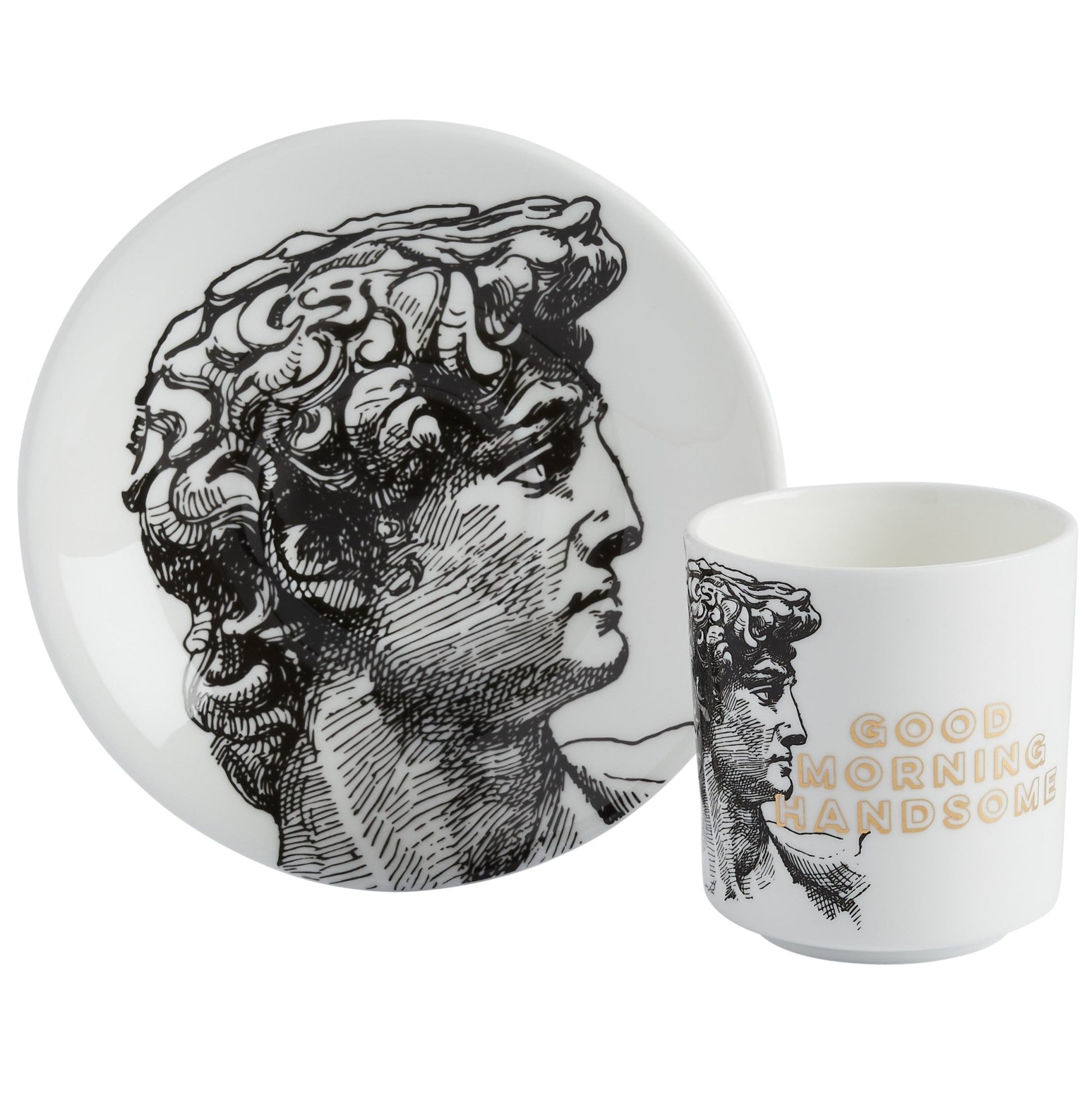Good Morning Handsome Espresso Cup & Saucer - Cheeky Mare