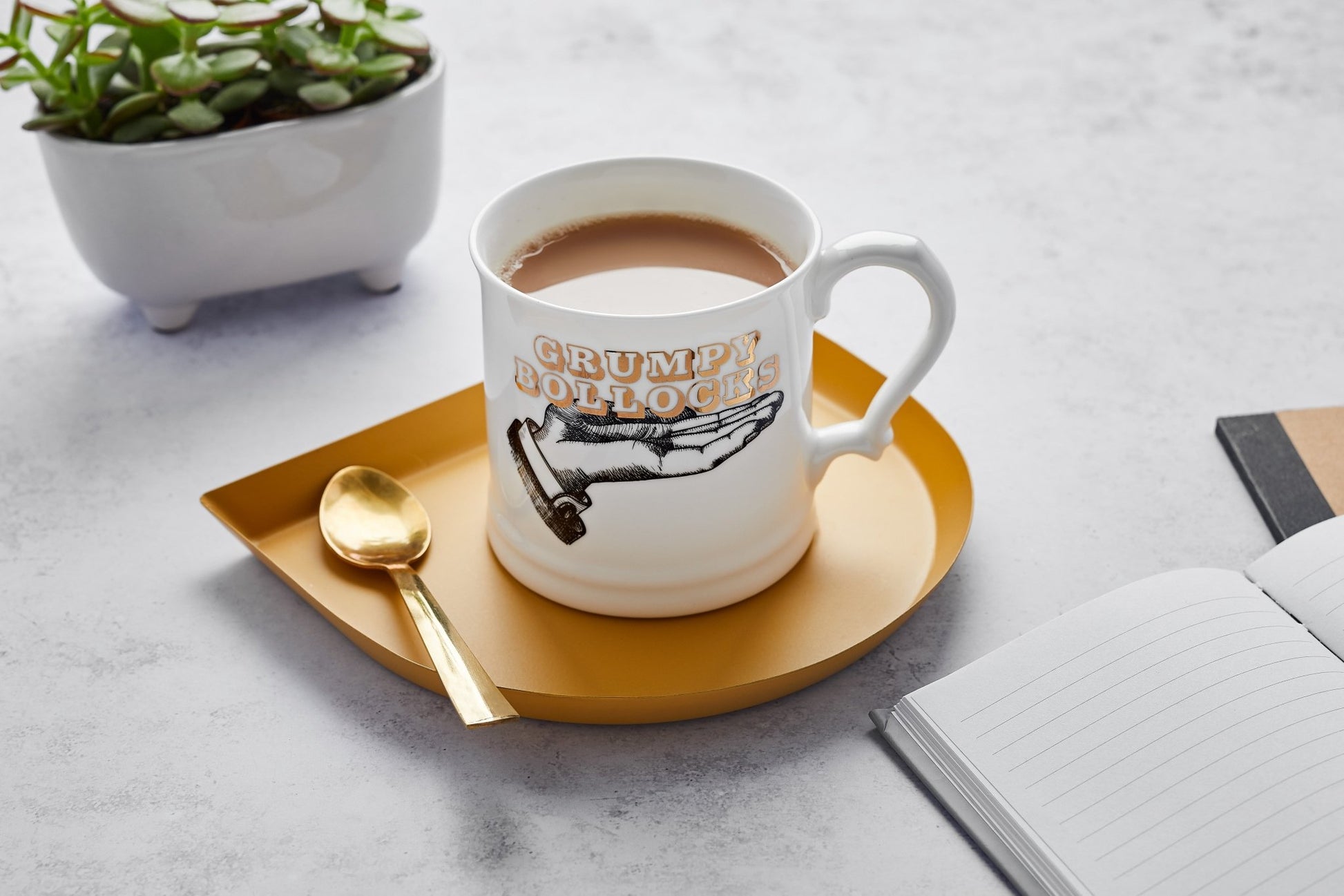 Grumpy Bo***cks Fine Bone China Mug, Gilded in Real 18ct Gold, 400ml Large Size - Cheeky Mare