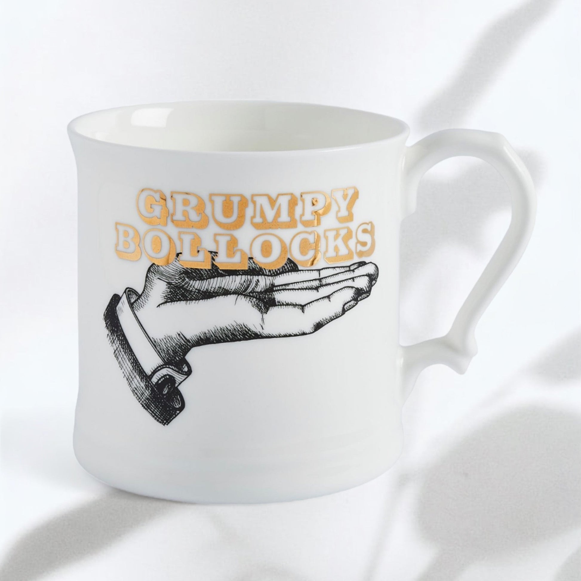 Grumpy Bo***cks Fine Bone China Mug, Gilded in Real 18ct Gold, 400ml Large Size - Cheeky Mare