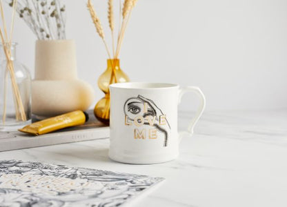 I love Me Fine Bone China Mug, Gilded in Real 18ct Gold, 400ml Large Size - Cheeky Mare