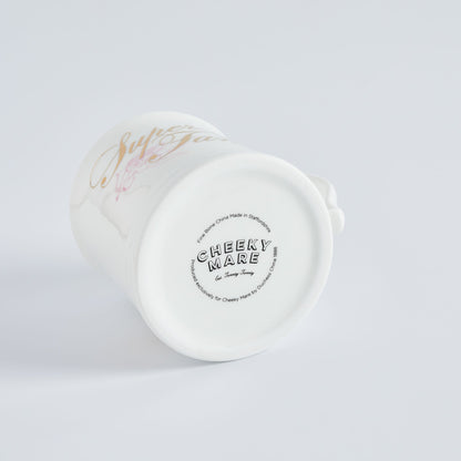 Super Fancy Fine Bone China Mug, Gilded in Real 18ct Gold, 400ml Large Size - Cheeky Mare
