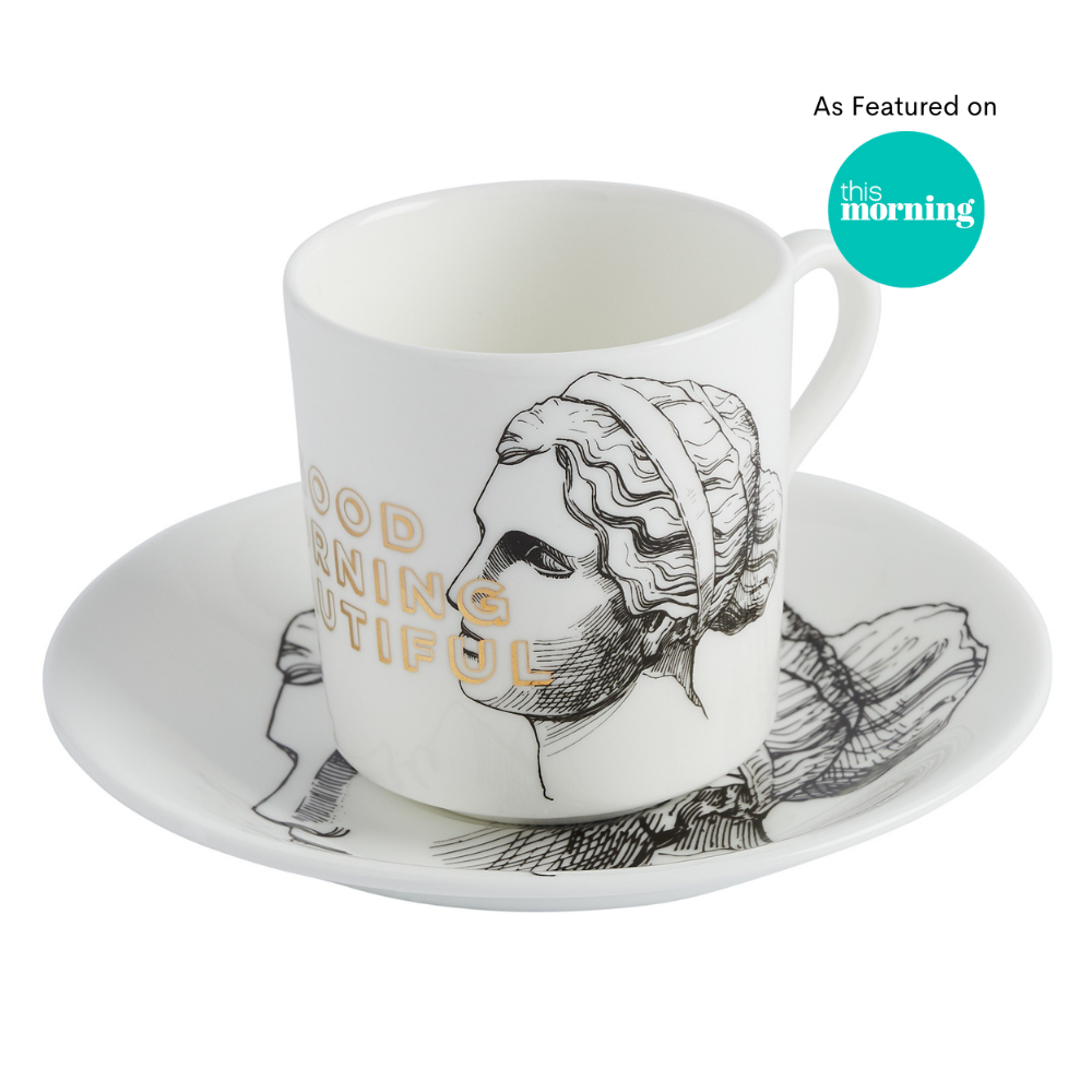 Good morning beautiful bone china espresso cup and saucer featured on this morning
