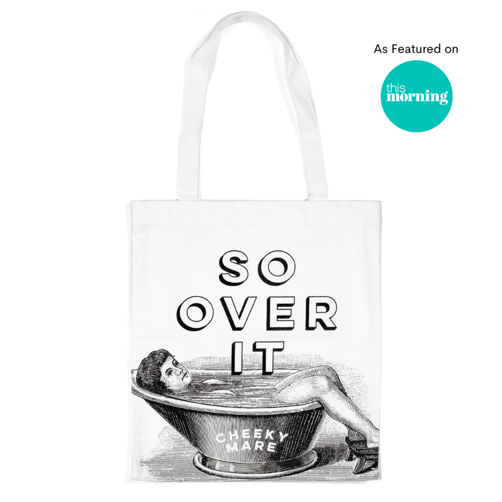 So Over It slogan tote bag canvas. Reusable shopper featured on This Morning