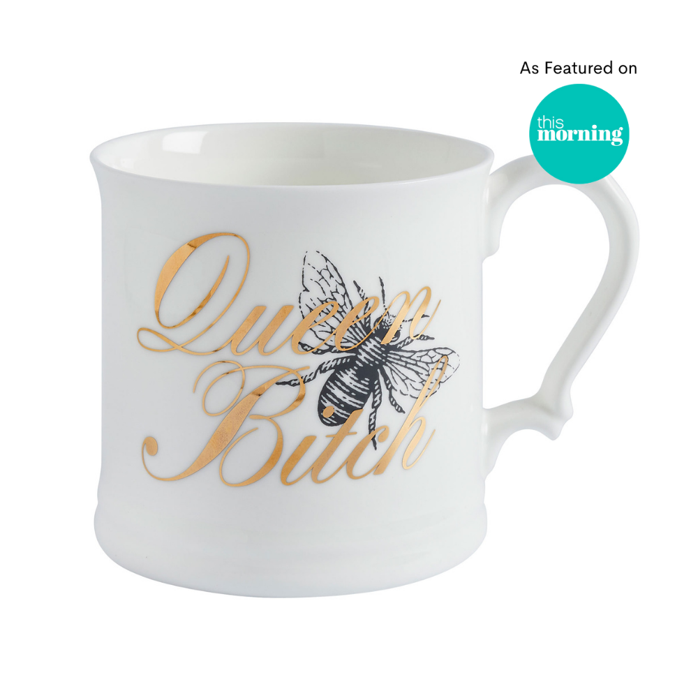 Queen Bitch Slogan bone china coffee mug tea cup. featured on This Morning